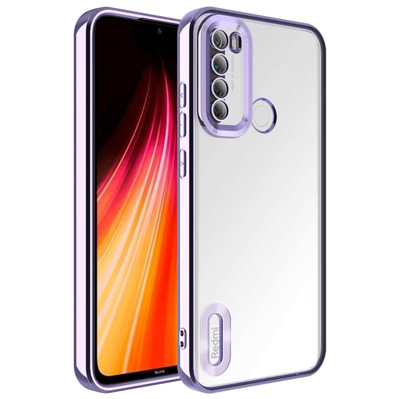 Xiaomi Uyumlu  Redmi Note 8 Kılıf Kamera Korumalı Logo Gösteren Zore Omega Kapak-Lila