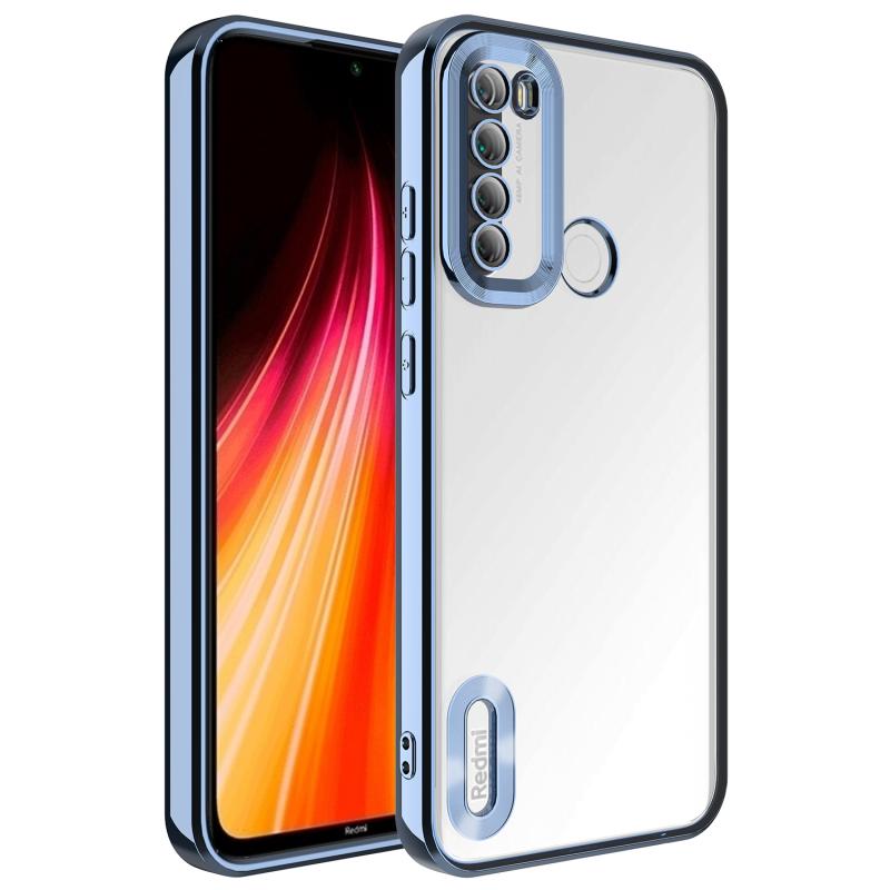 Xiaomi Uyumlu  Redmi Note 8 Kılıf Kamera Korumalı Logo Gösteren Zore Omega Kapak-Sierra mavi