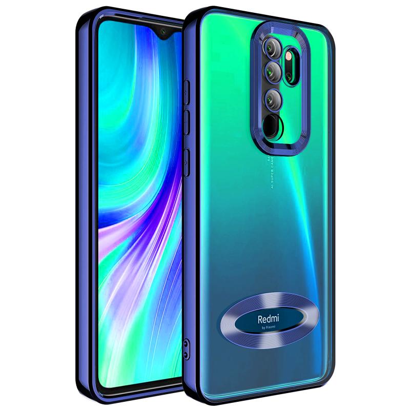 Xiaomi Uyumlu  Redmi Note 8 Pro Kılıf Kamera Korumalı Logo Gösteren Zore Omega Kapak-Lacivert
