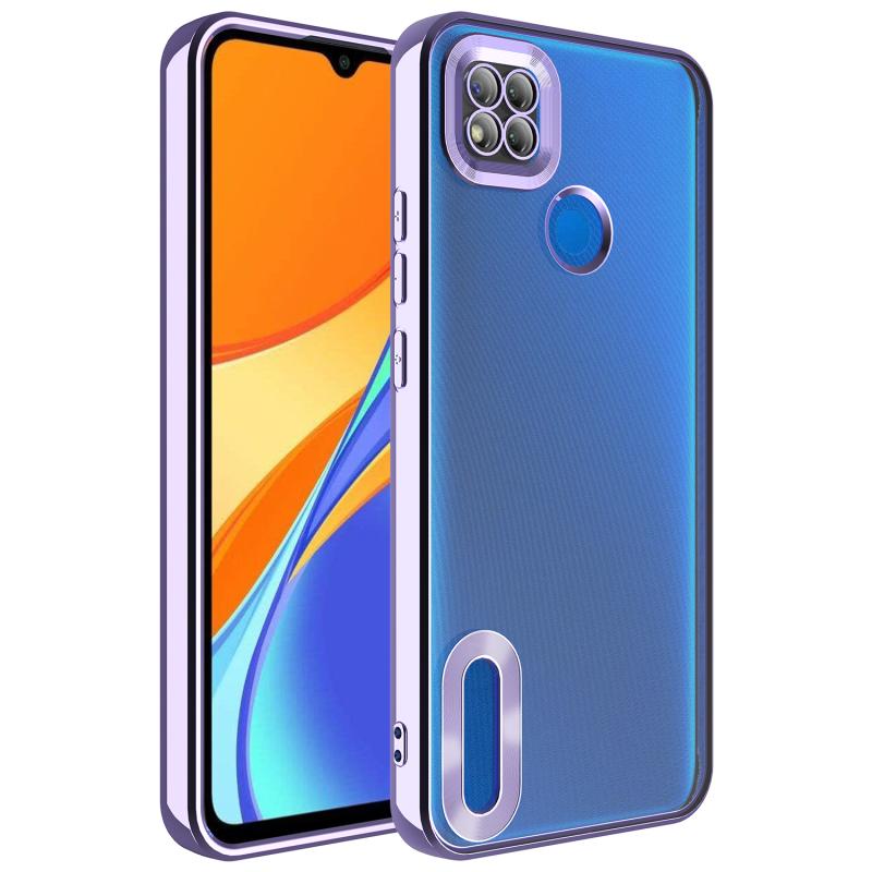 Xiaomi Uyumlu  Redmi 9C Kılıf Kamera Korumalı Logo Gösteren Zore Omega Kapak-Lila