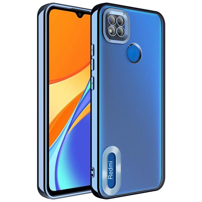 Xiaomi Uyumlu  Redmi 9C Kılıf Kamera Korumalı Logo Gösteren Zore Omega Kapak-Sierra mavi