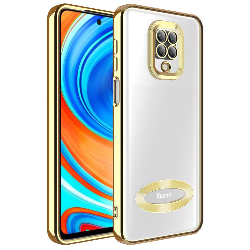 Xiaomi Uyumlu  Redmi Note 9S Kılıf Kamera Korumalı Logo Gösteren Zore Omega Kapak-Gold