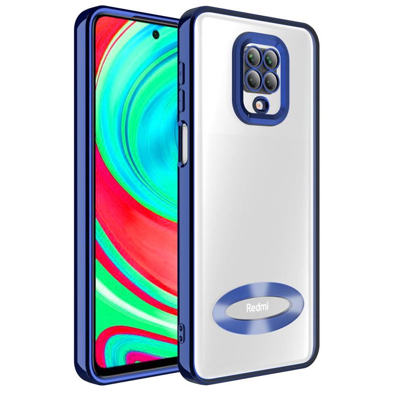 Xiaomi Uyumlu  Redmi Note 9S Kılıf Kamera Korumalı Logo Gösteren Zore Omega Kapak-Lacivert