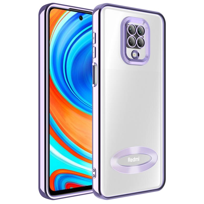 Xiaomi Uyumlu  Redmi Note 9S Kılıf Kamera Korumalı Logo Gösteren Zore Omega Kapak-Lila