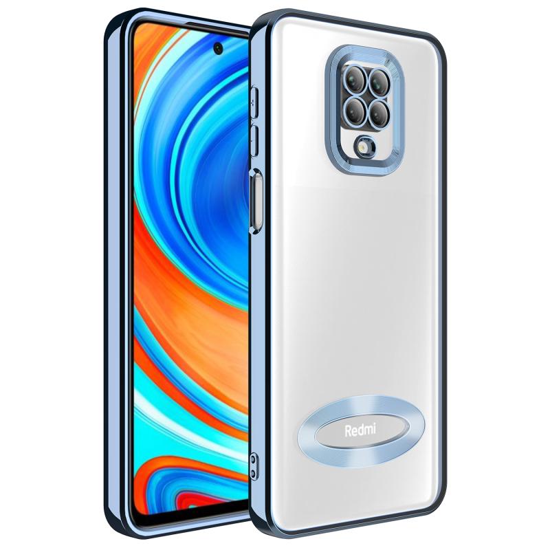 Xiaomi Uyumlu  Redmi Note 9S Kılıf Kamera Korumalı Logo Gösteren Zore Omega Kapak-Sierra mavi