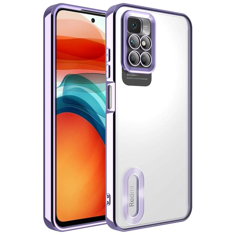 Xiaomi Uyumlu  Redmi 10 Kılıf Kamera Korumalı Logo Gösteren Zore Omega Kapak-Lila