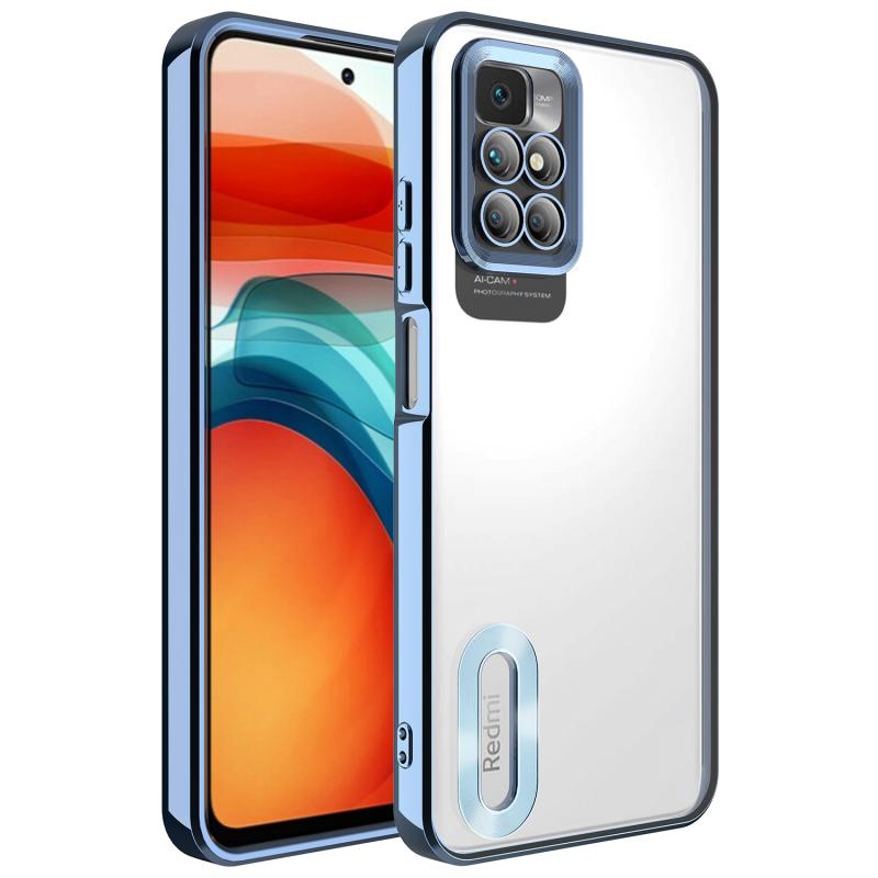 Xiaomi Uyumlu  Redmi 10 Kılıf Kamera Korumalı Logo Gösteren Zore Omega Kapak-Sierra mavi