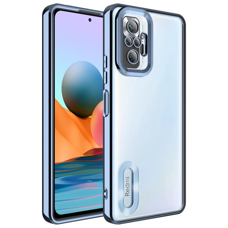 Xiaomi Uyumlu  Redmi Note 10 Pro Kılıf Kamera Korumalı Logo Gösteren Zore Omega Kapak-Sierra mavi