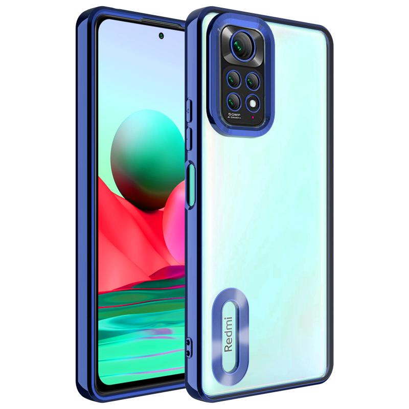 Xiaomi Uyumlu  Redmi Note 11S Global Kılıf Kamera Korumalı Logo Gösteren Zore Omega Kapak-Lacivert