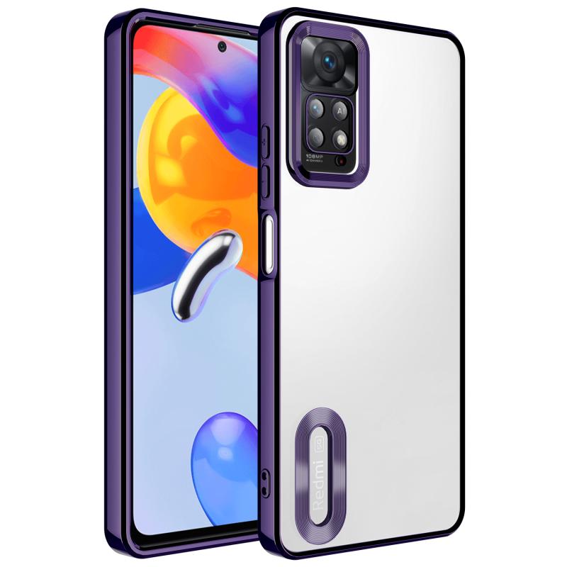 Xiaomi Uyumlu  Redmi Note 11 Pro 5G Kılıf Kamera Korumalı Logo Gösteren Zore Omega Kapak-Derin mor