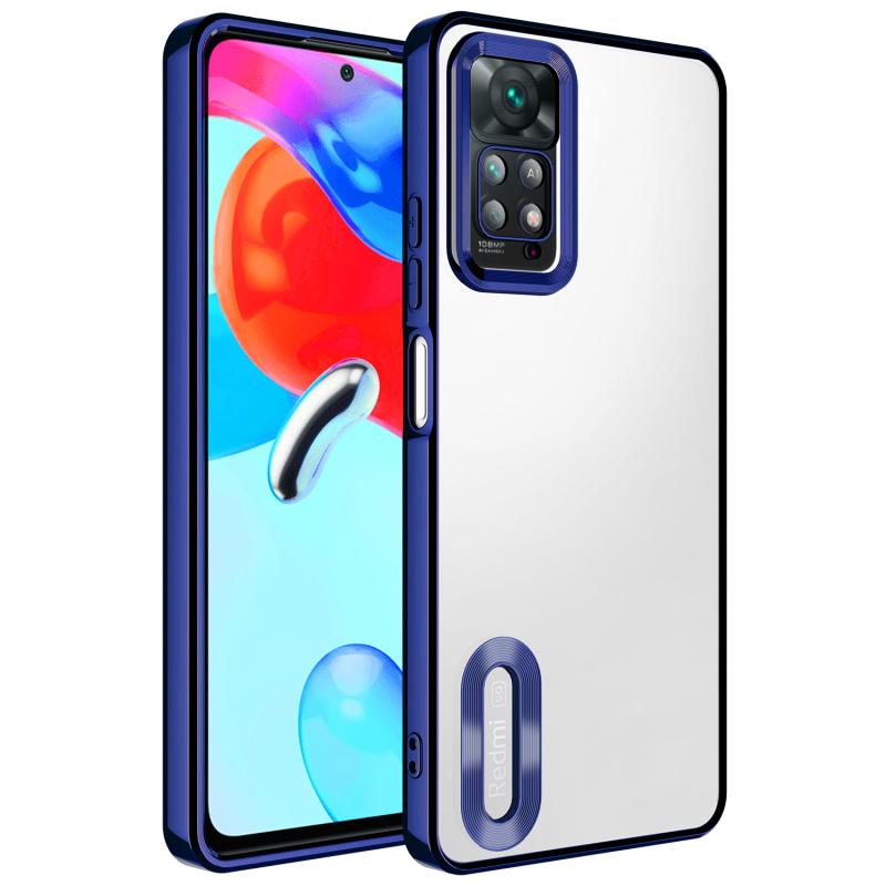 Xiaomi Uyumlu  Redmi Note 11 Pro 5G Kılıf Kamera Korumalı Logo Gösteren Zore Omega Kapak-Lacivert