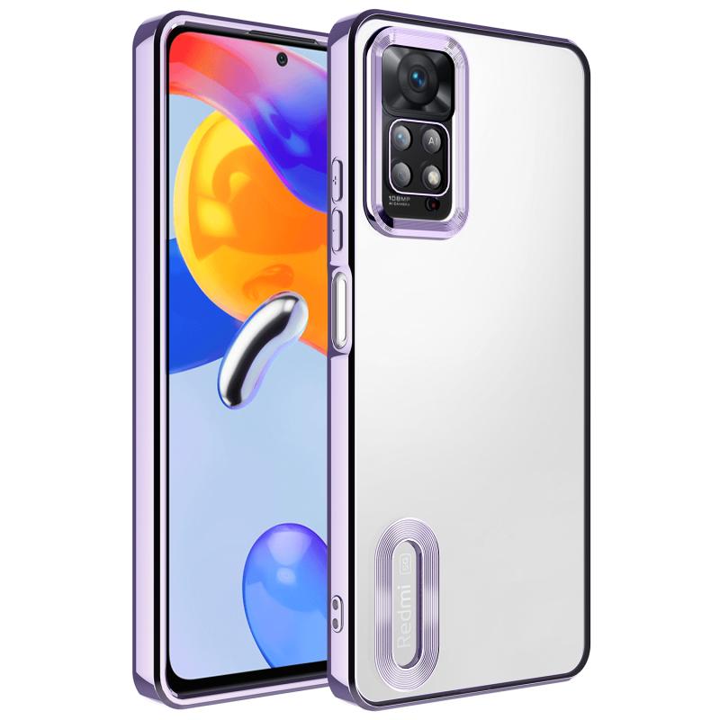 Xiaomi Uyumlu  Redmi Note 11 Pro 5G Kılıf Kamera Korumalı Logo Gösteren Zore Omega Kapak-Lila