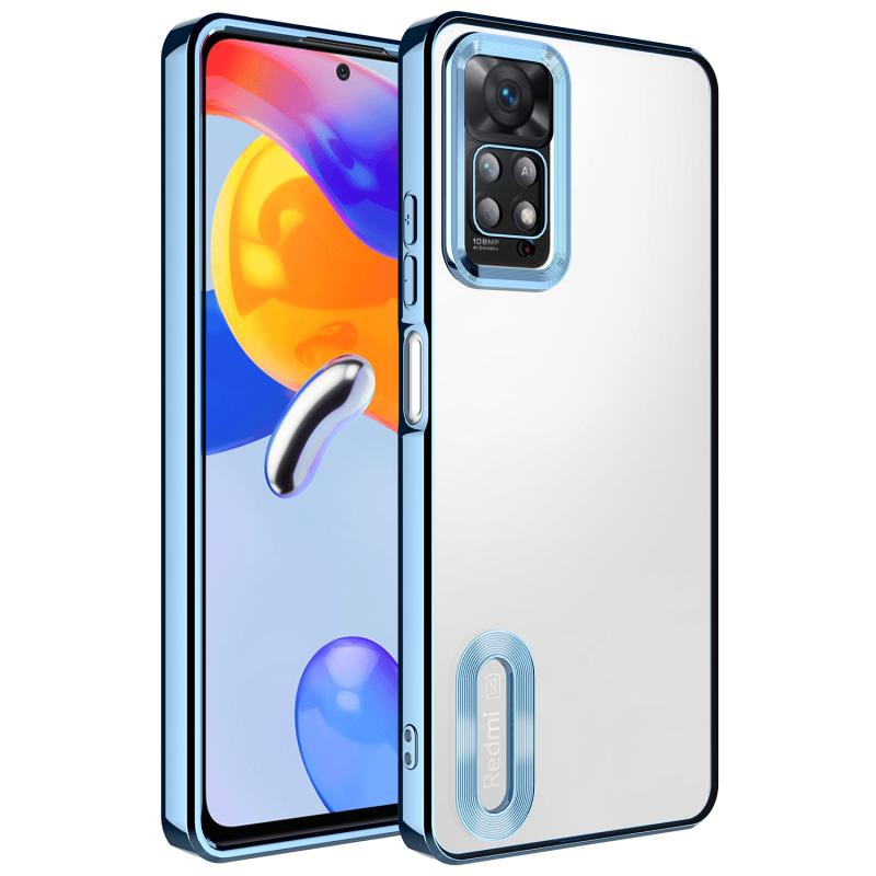 Xiaomi Uyumlu  Redmi Note 11 Pro 5G Kılıf Kamera Korumalı Logo Gösteren Zore Omega Kapak-Sierra mavi