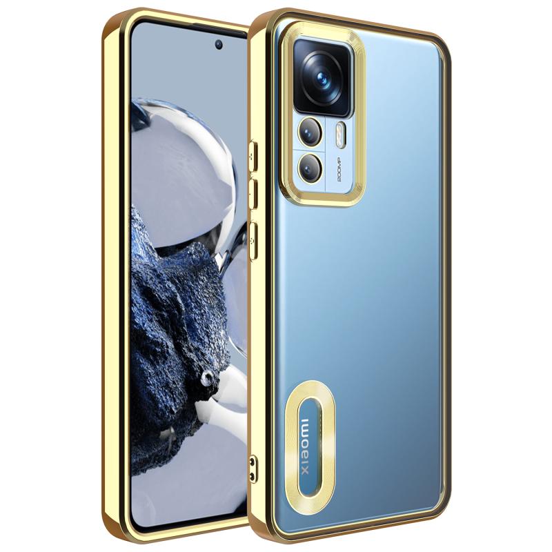 Xiaomi Uyumlu  Mi 12T Kılıf Kamera Korumalı Logo Gösteren Zore Omega Kapak-Gold