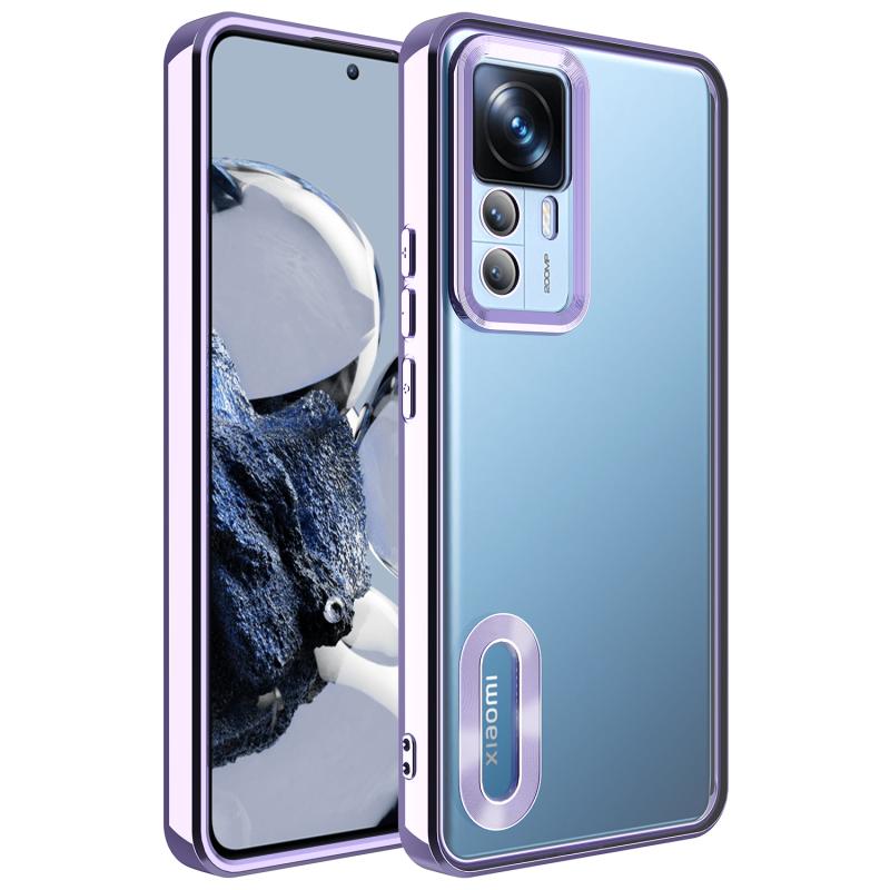 Xiaomi Uyumlu  Mi 12T Pro Kılıf Kamera Korumalı Logo Gösteren Zore Omega Kapak-Lila
