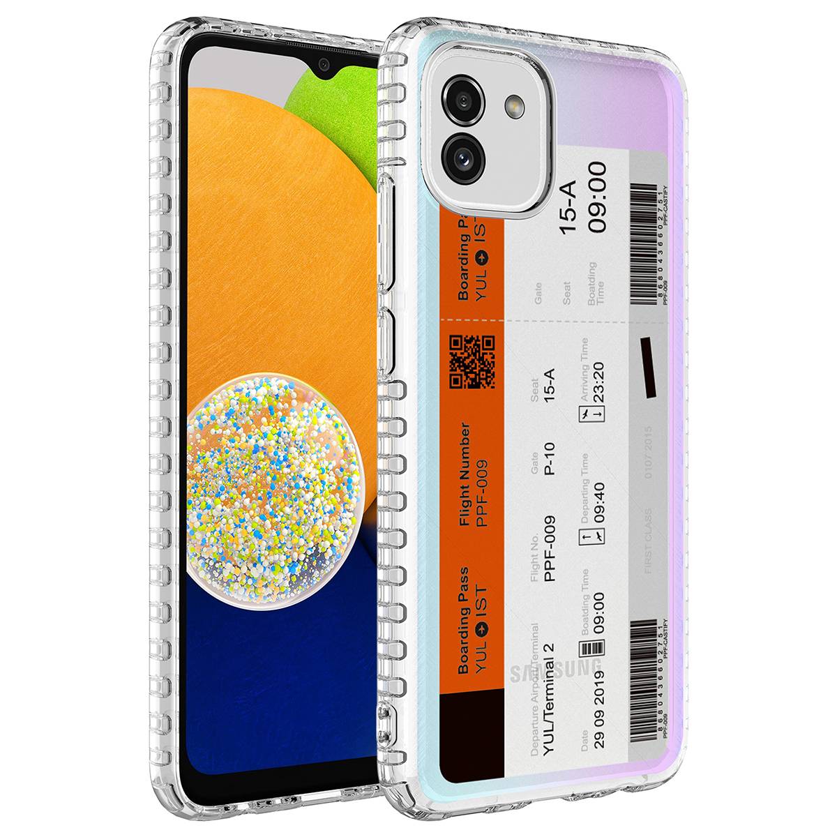 Galaxy Uyumlu A04 Kılıf Airbag Kenarlı Renkli Desenli Silikon Zore Elegans Kapak-No1