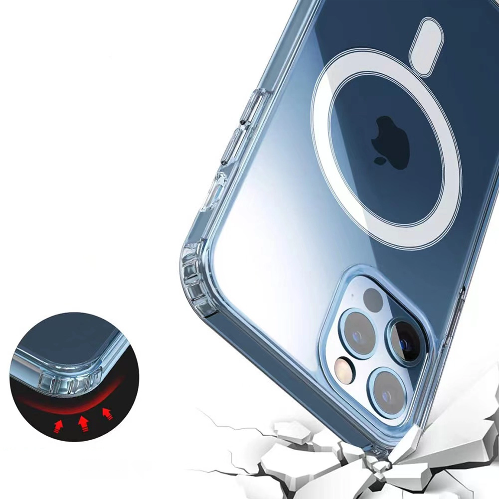 iPhone Uyumlu 12 Kılıf M-safe Şarj Özellikli Şeffaf Sert PC Zore Embos Kapak