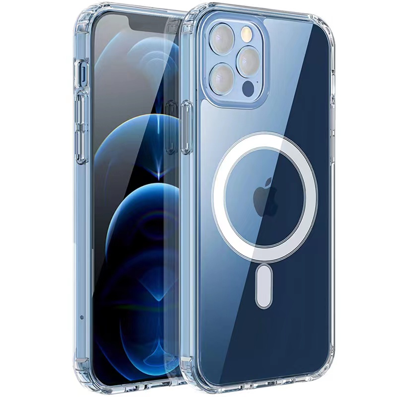 iPhone Uyumlu 12 Pro Max Kılıf M-safe Şarj Özellikli Şeffaf Sert PC Zore Embos Kapak