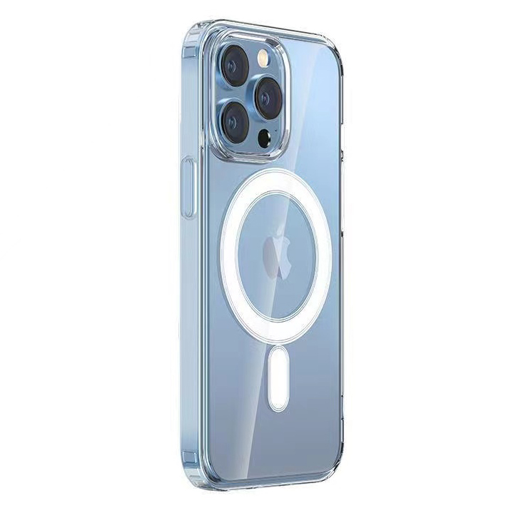 iPhone Uyumlu 14 Pro Kılıf M-safe Şarj Özellikli Şeffaf Sert PC Zore Embos Kapak