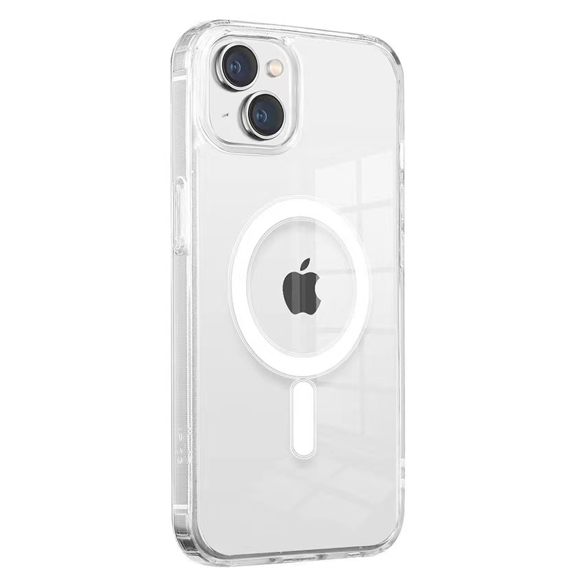 iPhone Uyumlu 14 Plus Kılıf M-safe Şarj Özellikli Şeffaf Sert PC Zore Embos Kapak