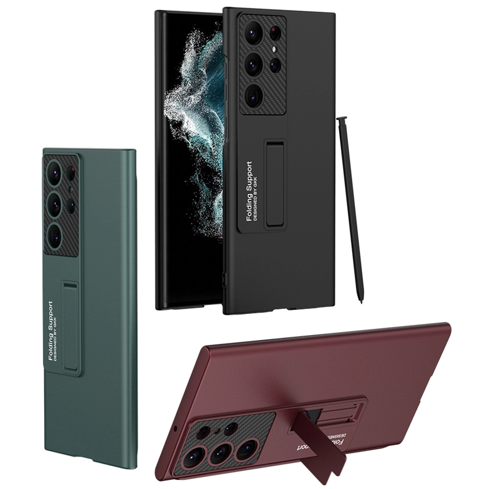 Galaxy Uyumlu S23 Ultra Kılıf Zore Standlı Ays Kapak-Kırmızı