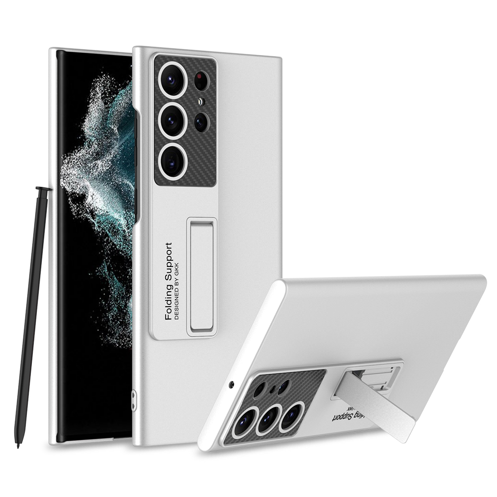 Galaxy Uyumlu S23 Ultra Kılıf Zore Standlı Ays Kapak-Gümüş