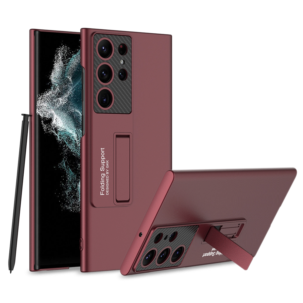 Galaxy Uyumlu S23 Ultra Kılıf Zore Standlı Ays Kapak-Kırmızı