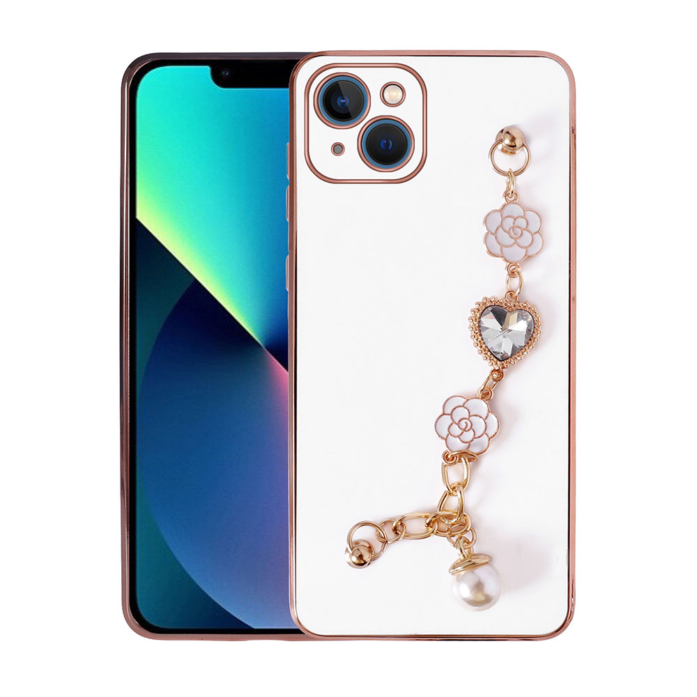 iPhone Uyumlu 14 Plus Kılıf El Tutamaçlı Kamera Korumalı Zore Taka Silikon Kapak-Beyaz