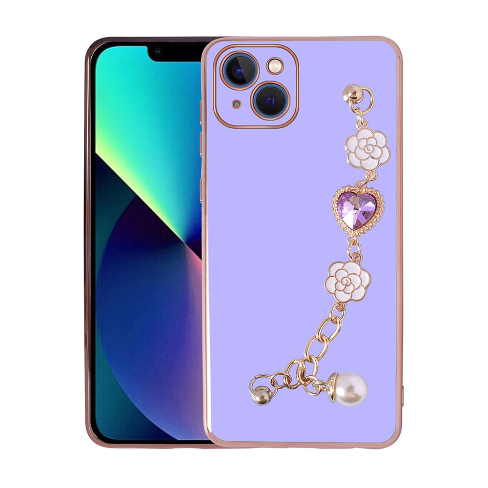 iPhone Uyumlu 14 Plus Kılıf El Tutamaçlı Kamera Korumalı Zore Taka Silikon Kapak-Mor