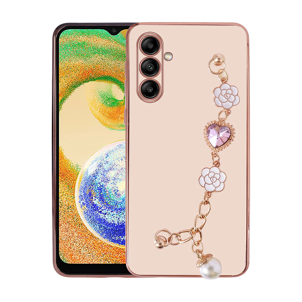Galaxy Uyumlu A04S Kılıf El Tutamaçlı Kamera Korumalı Zore Taka Silikon Kapak-Pembe