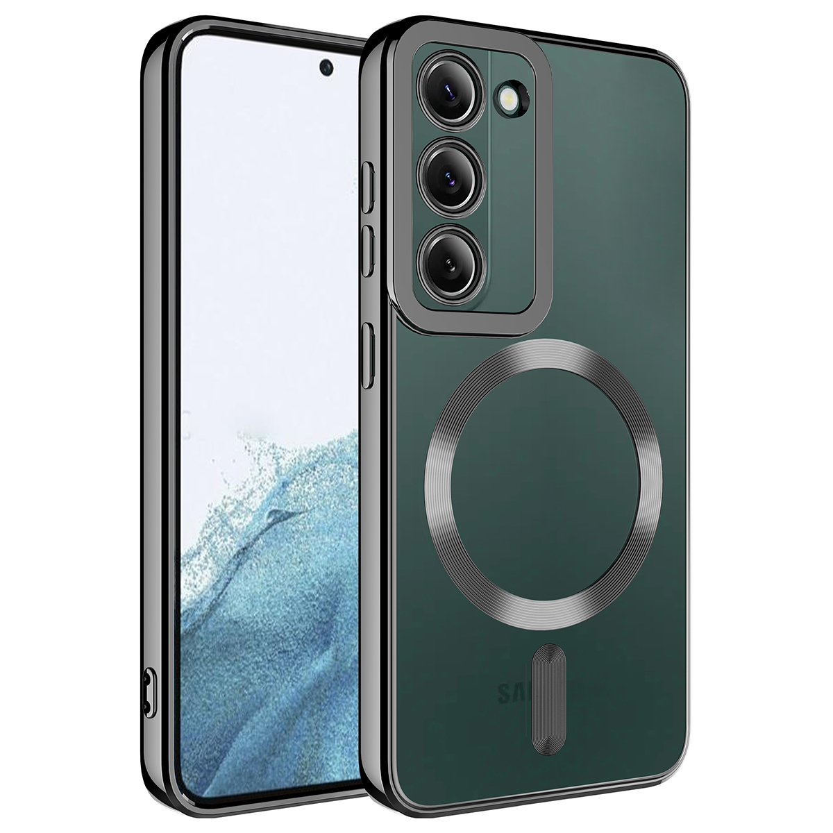 Galaxy Uyumlu S23 Plus Kılıf M-safe Wireless Şarj Özellikli Zore Setro Silikon-Siyah