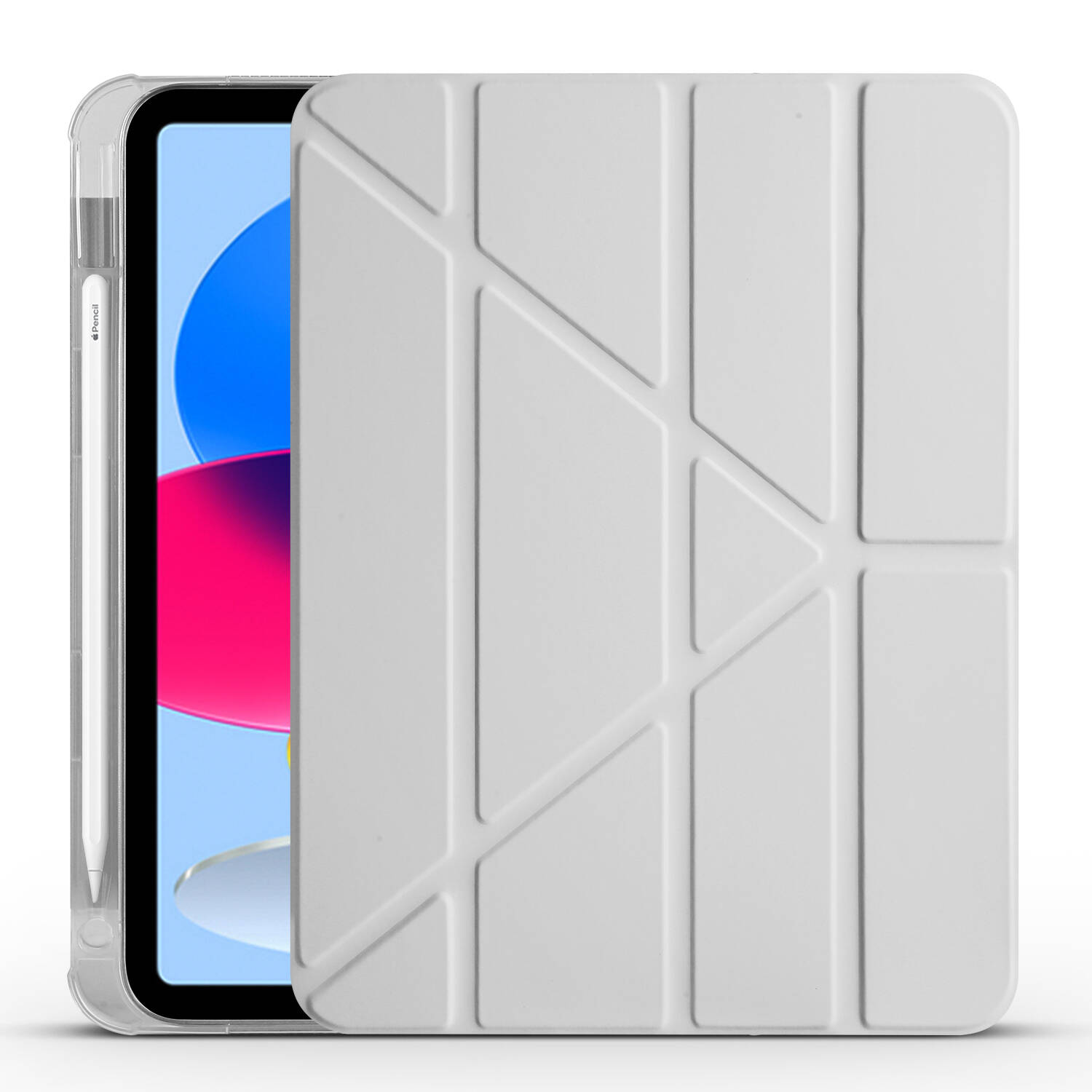 iPad Uyumlu 10.9 2022 (10.Nesil) Kılıf Zore Tri Folding Kalem Bölmeli Standlı Kılıf-Gri