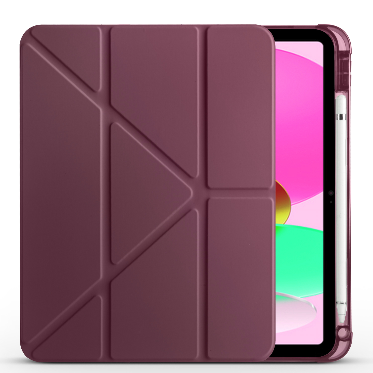 iPad Uyumlu 10.9 2022 (10.Nesil) Kılıf Zore Tri Folding Kalem Bölmeli Standlı Kılıf-Koyu mor