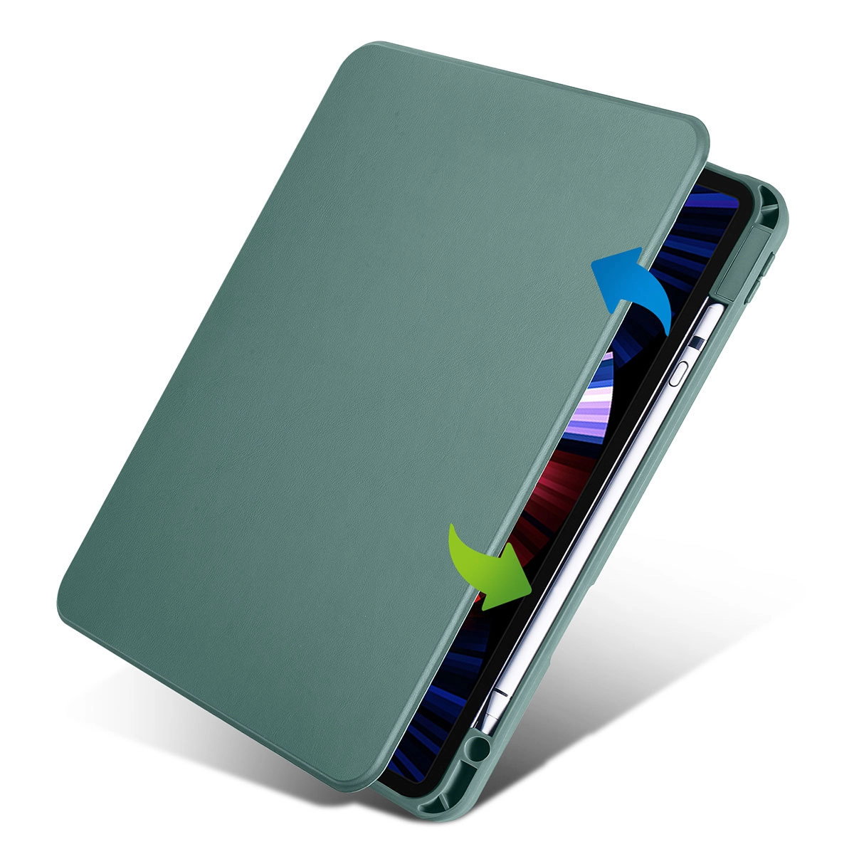iPad Uyumlu Air 10.9 2020 (4.Nesil) Kılıf Zore Termik Kalem Bölmeli Dönebilen Standlı Kılıf