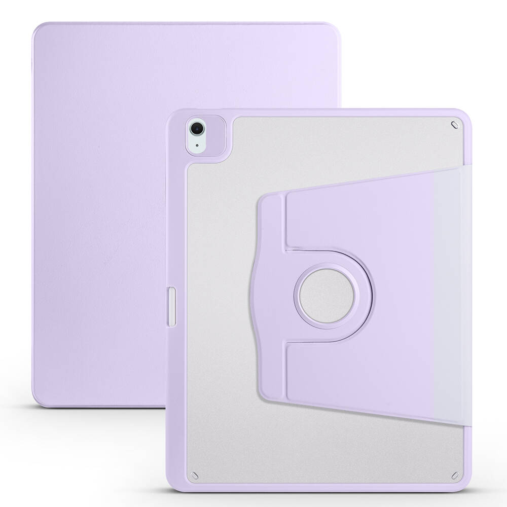 iPad Uyumlu Air 10.9 2020 (4.Nesil) Kılıf Zore Termik Kalem Bölmeli Dönebilen Standlı Kılıf-Lila