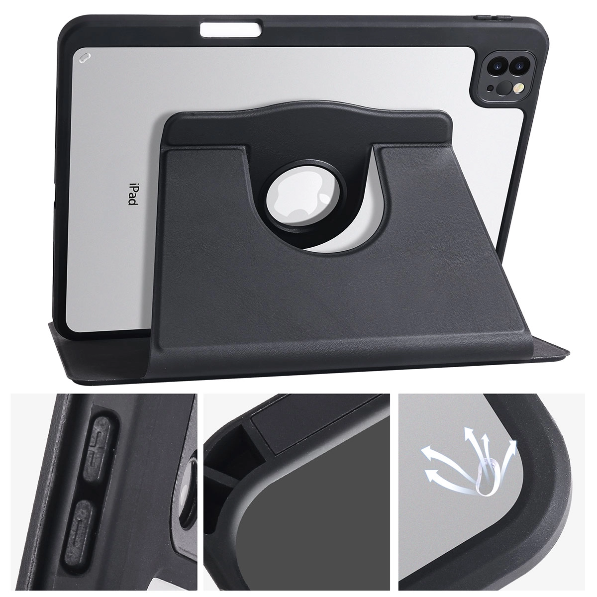 iPad Uyumlu Pro 11 2020 (2.Nesil) Kılıf Zore Termik Kalem Bölmeli Dönebilen Standlı Kılıf