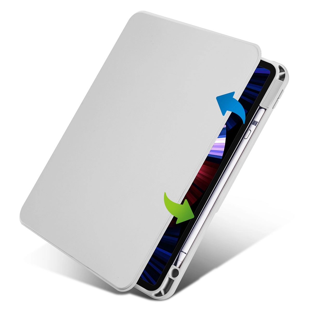 iPad Uyumlu Air 10.9 2022 (5.Nesil) Kılıf Zore Termik Kalem Bölmeli Dönebilen Standlı Kılıf
