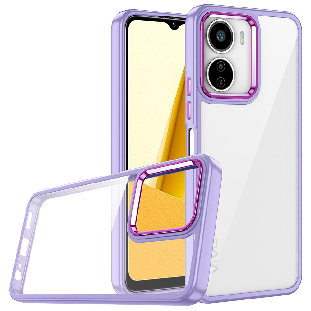 Vivo Y16 Kılıf Zore Flora Kapak-Lila