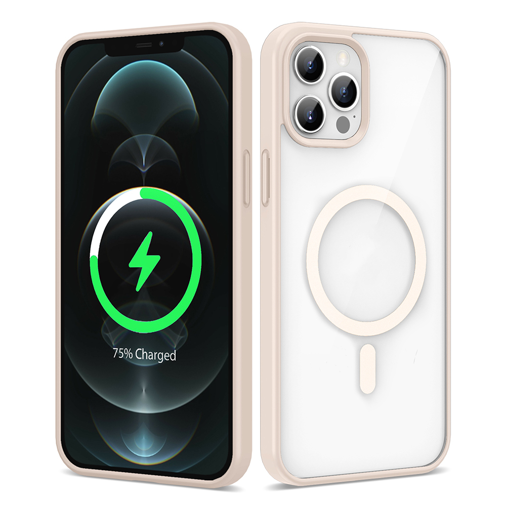 iPhone Uyumlu 12 Pro Max Kılıf M-safe Wireless Şarj Özellikli Silikon Zore Ege Kapak-Pembe
