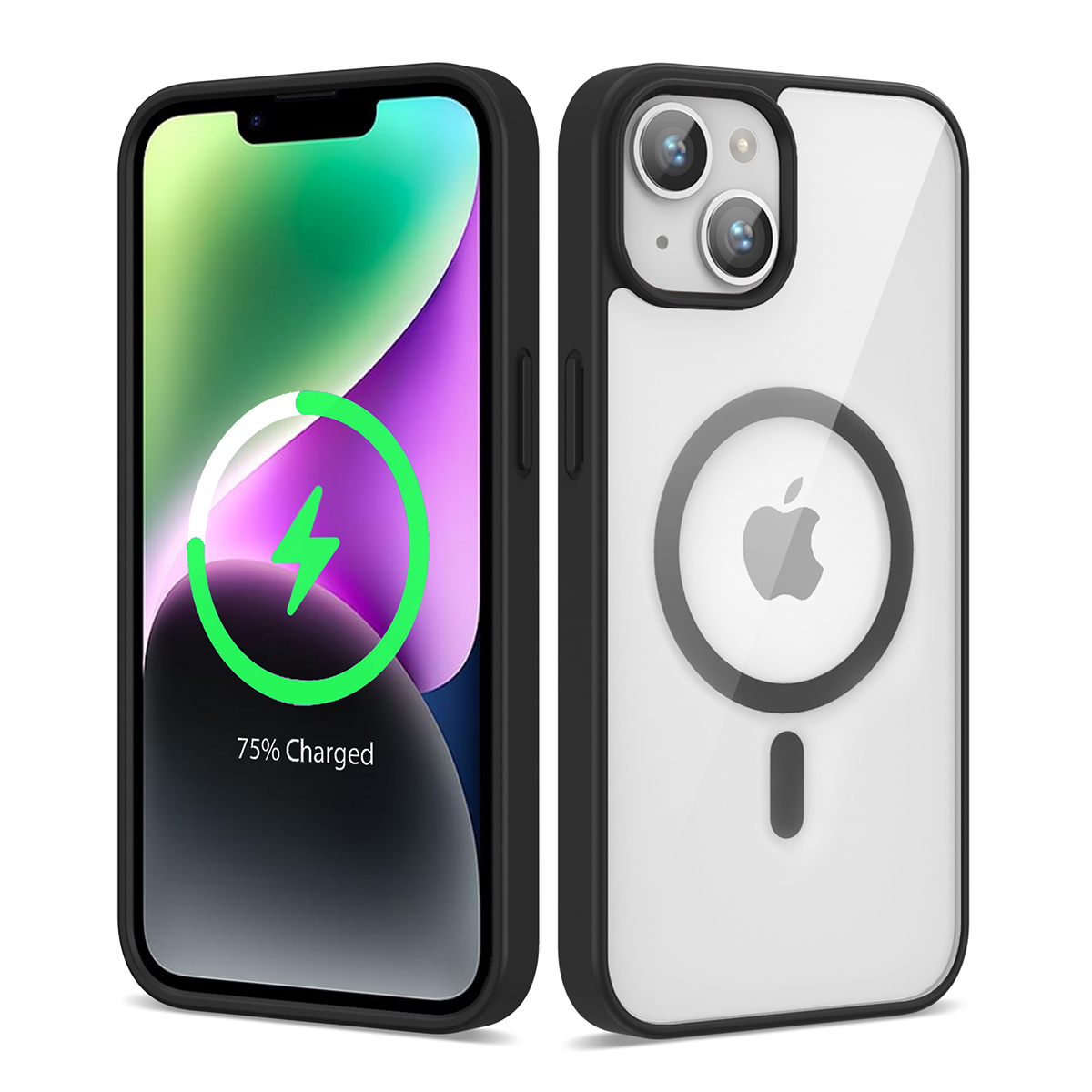 iPhone Uyumlu 13 Kılıf M-safe Wireless Şarj Özellikli Silikon Zore Ege Kapak-Siyah