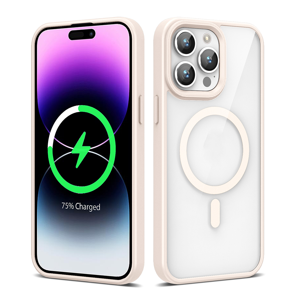 iPhone Uyumlu 14 Pro Max Kılıf M-safe Wireless Şarj Özellikli Silikon Zore Ege Kapak-Pembe