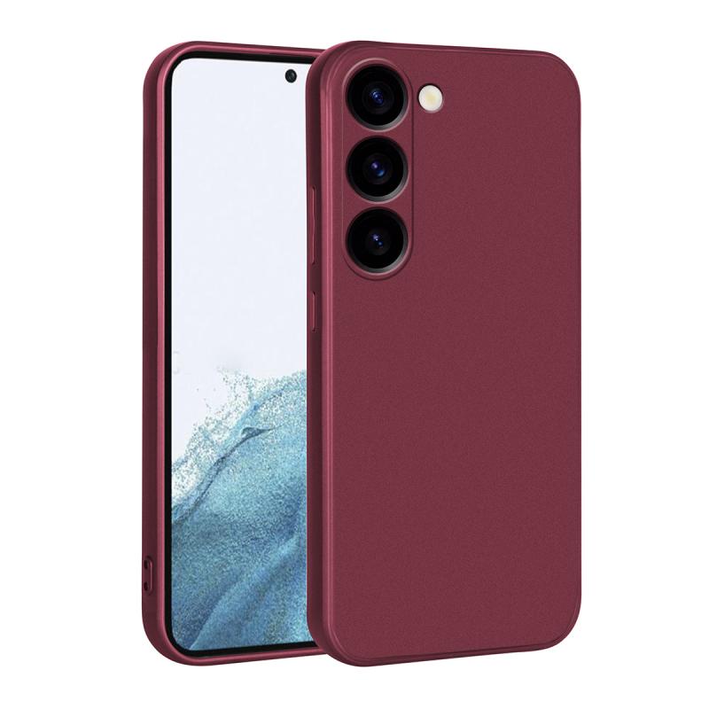 Galaxy Uyumlu S23 Plus Kılıf Zore Premier Silikon Kapak-Mürdüm
