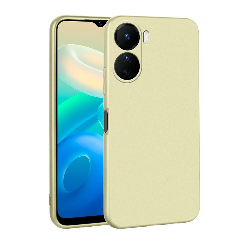 Vivo Y16 Kılıf Zore Premier Silikon Kapak-Gold