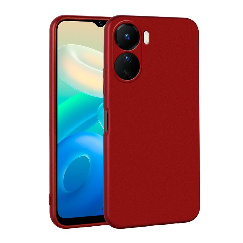Vivo Y16 Kılıf Zore Premier Silikon Kapak-Kırmızı