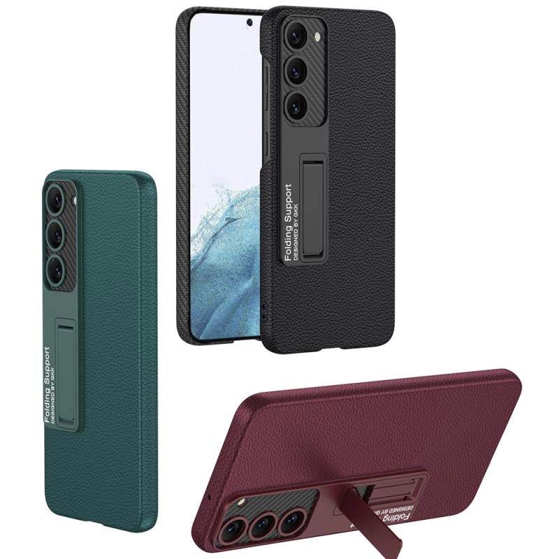 Galaxy Uyumlu S23 Kılıf Zore Kıpta Standlı Kapak-Kırmızı