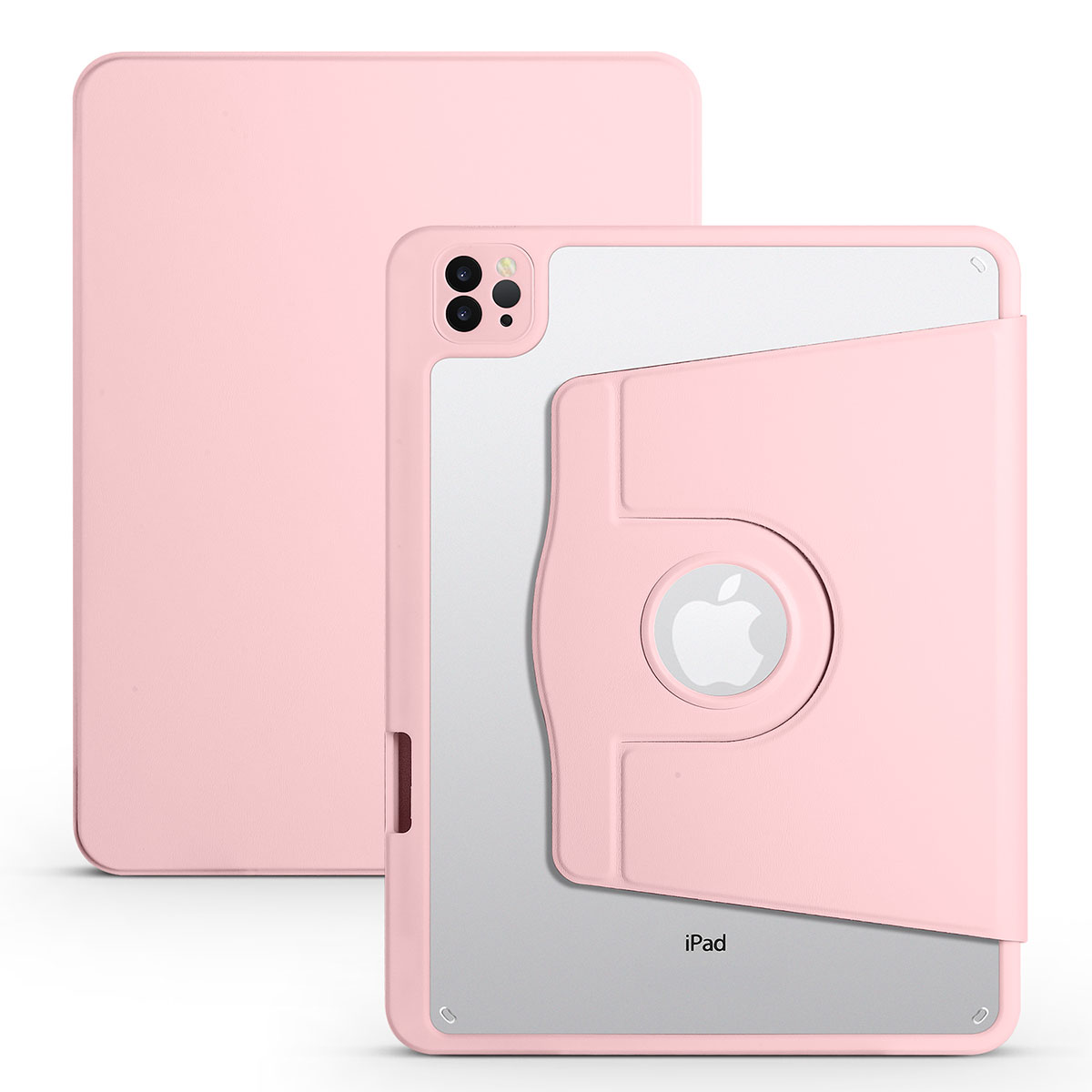 iPad Uyumlu 10.2 (8.Nesil) Kılıf Zore Termik Kalem Bölmeli Dönebilen Standlı Kılıf-Pembe