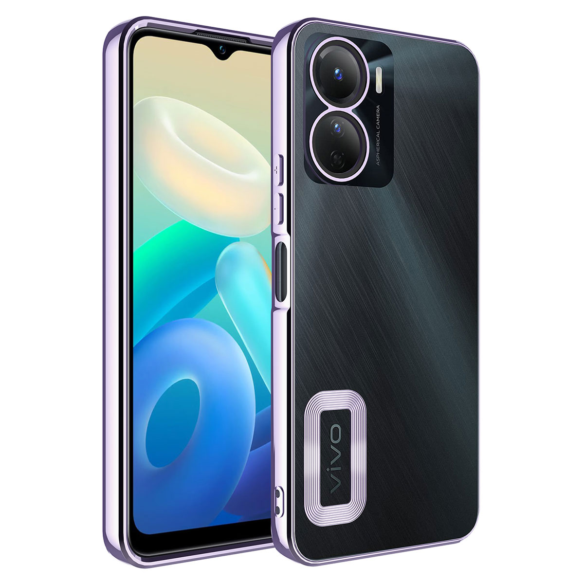 Vivo Y16 Kılıf Kamera Korumalı Logo Gösteren Zore Omega Kapak-Lila