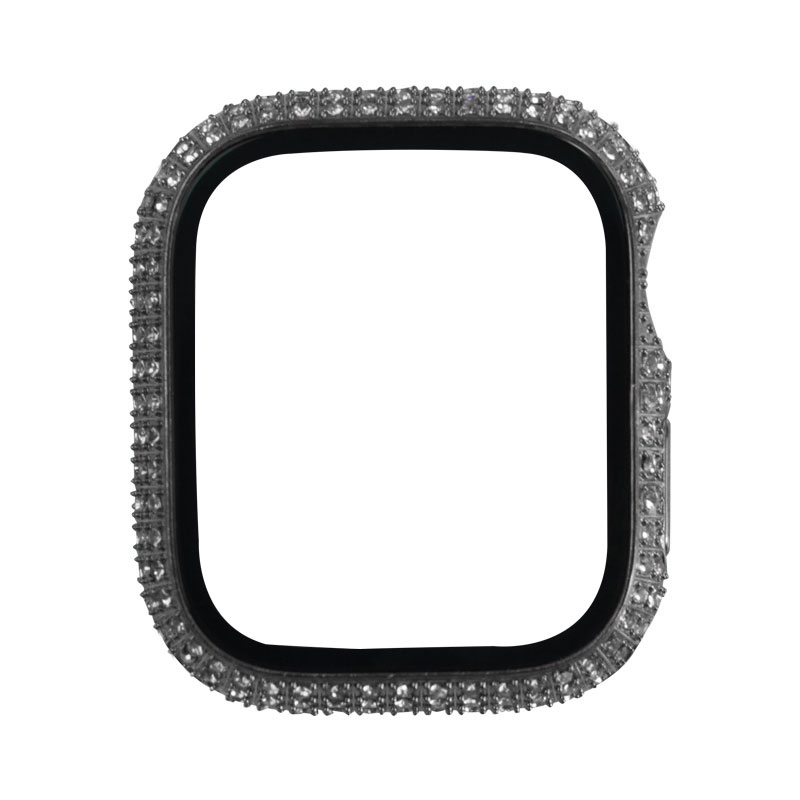 Watch 7 41mm Zore Watch Gard 24 Kenarları Taşlı Sert PC Kasa Ve Ekran Koruyucu-Gümüş