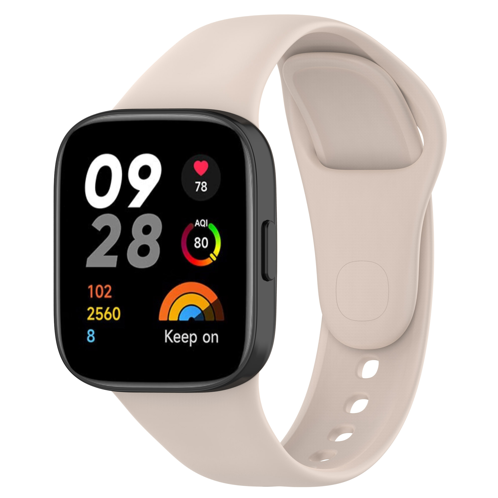 Xiaomi Uyumlu  Redmi Watch 3 Zore KRD-81 Silikon Kordon-Krem