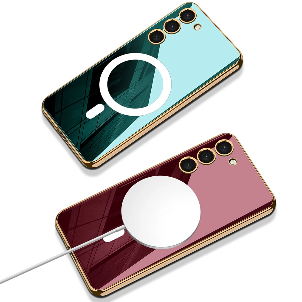 Galaxy Uyumlu S23 Kılıf Wireless Şarj Özellikli Kenarları Elektroplating Kaplama Aynalı Zore Kent Kapak